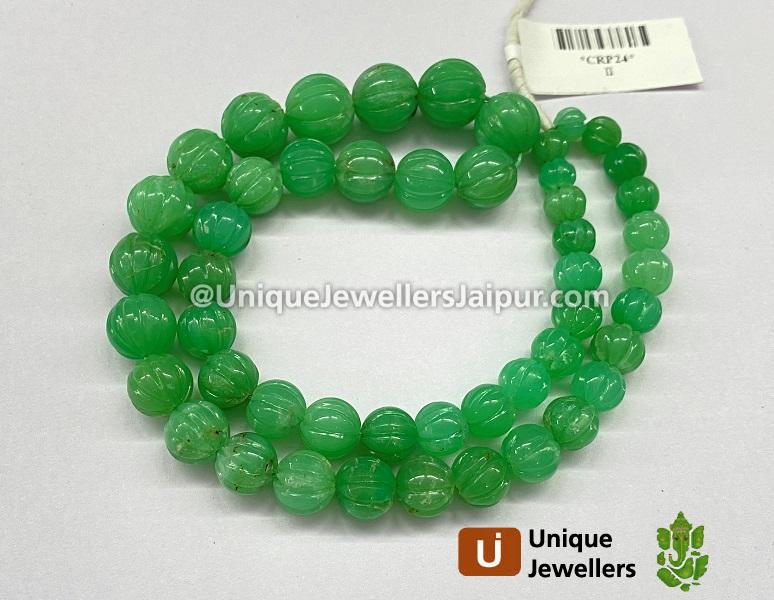 Chrysoprase Carved Pumpkin Ball Beads